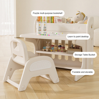 Muebles de plástico para guardería, escritorio y silla para niños pequeños, mesa y juego de muebles para niños