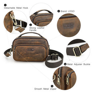 حقيبة كتف رجالية مخصصة من الجلد الطبيعي من كونتاكتس، حقيبة كتف صغيرة للرجال من الجلد المجنون، حقائب رسول - Product Image 5