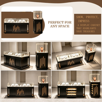 Meubles de présentation haut de gamme pour bijouterie, écologiques, avec vitrine en verre éclairée par LED, comptoir îlot et vitrine haute assortie