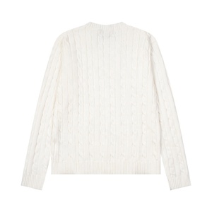 Maglione Classico Autunnale Retrò Grigio con <span class=keywords><strong>Scollo</strong></span> a <span class=keywords><strong>V</strong></span>, Stampa Animalier, Lavorazione a Trecce, Ricamato, in Lana e <span class=keywords><strong>Cotone</strong></span>, Maniche Lunghe - Product Image 5