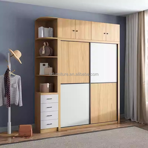 Cost-Effective Studio Apartment Bedroom Furniture Sets <b>Light</b> Wood Bed Wardrobe & Floating Desk Combo for Compact Living <b>Space</b> - Product Image 3