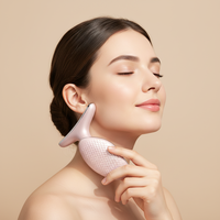 Masseur facial à micro-courant portable pour usage domestique, drainage lymphatique, avec batterie intégrée, appareil de lifting du visage et du cou en plastique
