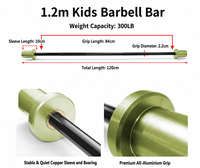 Barbel Angkat Berat Aluminium Anak-anak Panjang 12m Ringan 2.5kg Peralatan Kebugaran Profesional Model F051 Batang Lurus