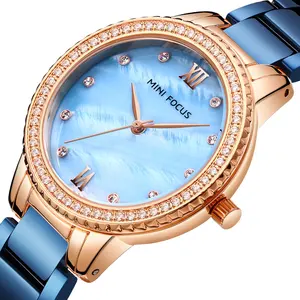 Neue MINI FOCUS 0226 Crystal Damen uhren 2021 Luxus uhr für Damen Casual Fashion Quarz Armbanduhr Blue Steel Armband