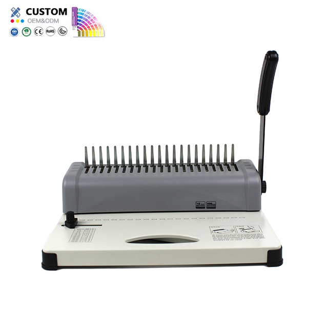 Ofitech A4 12 Sheets Manual Comb Clip Strip Rubber Ring 21-Hole Glue Binding Machine Binder Tool for Notebooks
