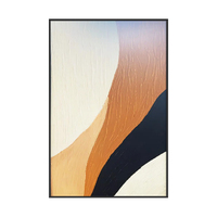 Art mural minimaliste vagues texture impasto orange noir peinture à l'huile décoration entrée