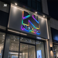Enseigne LED 3D personnalisable à éclairage périphérique RGB, logo lumineux Halo pour bar, magasin de détail, façade
