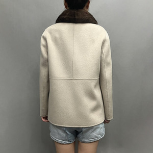 <span class=keywords><strong>Cappotto</strong></span> Invernale Caldo in Lana e Cashmere con Zip, Lunghezza Media, Maniche Lunghe, Personalizzabile, in Vera Lana con Collo in Pelliccia di <span class=keywords><strong>Visone</strong></span> per Donna - Product Image 2