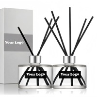 Diffuseur de parfum en verre givré avec logo personnalisé, coffret cadeau, bâtonnets en rotin naturel, parfum d'ambiance pour la maison, décoration, désodorisant