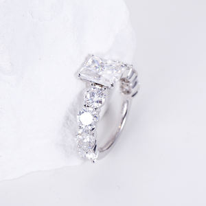 Messi Jewelry MSR-1530 <b>14K</b> White <b>Gold</b> Cushion Diamond <b>Ring</b> For Women - Product Image 2