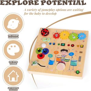Tableau d'activités Montessori pour tout-petits, jouets sensoriels en bois pour développer la motricité fine, jouet de voyage, plateau d'activités sensorielles - Product Image 3