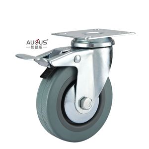 Leichtlast-Lenkrolle Schwenkbar & Fest Graues PVC-Belag mit PP-Kern Lenkrolle - Product Image 4