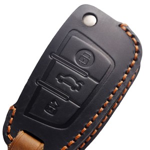 Pour <span class=keywords><strong>Audi</strong></span> Q3 35TFSI Q5 <span class=keywords><strong>A1</strong></span> A3 Accessoires Pliant <span class=keywords><strong>Clé</strong></span> Couverture De Luxe Étui En Cuir Avec Porte-clés En Métal - Product Image 2