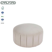 Puf CARLFORD Moderno y Duradero, Otomana de Tela de Lana Color Blanco Arroz, Bonito Taburete de Tela para Dormitorio, Sala de Estar, Apartamento, Hotel