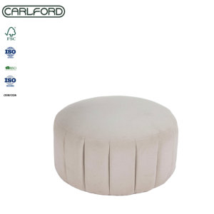 Pouf CARLFORD Moderno e Resistente in Lana Bianco Riso, Sgabello Decorativo in Tessuto per Camera da Letto, Soggiorno, Appartamento e Hotel - Product Image 4