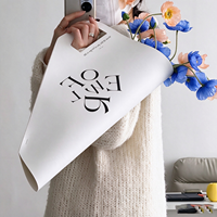 Tas Tangan Buket Bunga Kasual Desain Asli, Tas Hadiah Bunga Segar, Tas Kemasan Saku, Logo Teks Cina
