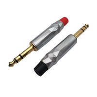 Prise de microphone audio double canal plaquée or 65 mm (fiches audio-vidéo) pour accessoire KTV ; Grand connecteur à trois broches 635 mm