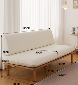 Cama reclinable <span class=keywords><strong>de</strong></span> <span class=keywords><strong>madera</strong></span> rústica <span class=keywords><strong>de</strong></span> estilo japonés, sofá <span class=keywords><strong>de</strong></span> tela reciclada limpia sin reposabrazos para sala <span class=keywords><strong>de</strong></span> estar o balcón - Product Image 6