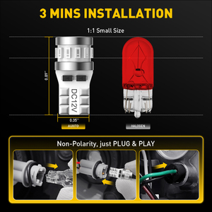 Ampoule LED AUXITO Bestseller T10 1900K Rouge 9V 14V, ampoule de phare LED 140lm, lot de 2 pour éclairage intérieur de voiture - Product Image 3