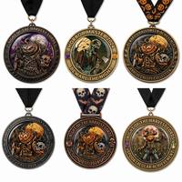 Médailles d'Halloween personnalisées en gros, en alliage de zinc émaillé, motifs citrouille et fantôme, pour récompenses de fête d'Halloween effrayante pour enfants, OEM