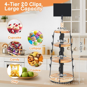 Expositor de aperitivos de madera de 4 niveles con base giratoria y pizarra para fiestas - Product Image 4