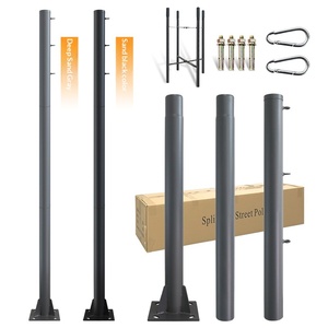 Palo per tenda da sole Z.S Lighting da esterno, 3 metri, in metallo zincato resistente, kit di supporto per tettoia piscina, palo per illuminazione a sezione divisa - Product Image 1
