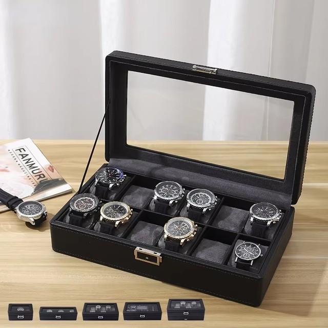 New Watch Case with Lychee Pattern Multiple Styles and Personalized Customization of Multiple Watch Display Box Customized logo