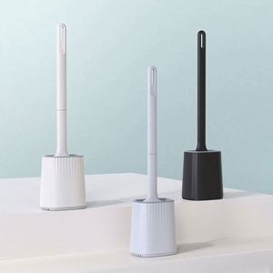 Brosse de toilette détachable double face avec base, fixation murale sans perçage, brosse de nettoyage de toilettes à long manche - Product Image 4