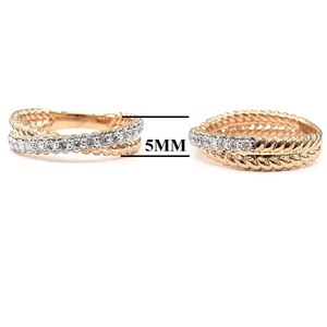 Bague de mariage en or rose 18 carats, bijoux fins classiques en diamant naturel à 100 %, design torsadé fin, sertissage pavé, pour femmes, HK KOK - Product Image 2