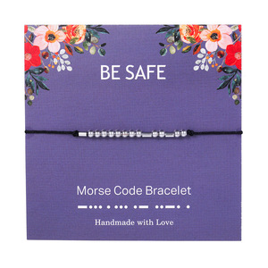 Pulsera de San Valentín SC 2023 para mujer, brazalete hecho a mano, ajustable, con varios sabores, código Morse, con tarjetas - Product Image 6