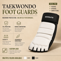 Protection de pieds de Taekwondo noire et blanche pour enfants et adultes, prix d'usine en gros pour l'entraînement
