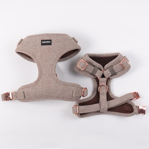 Set Harness, Kalung, dan Tali Anjing dari Katun Twill Lembut Warna Cokelat, Desain Khusus Produsen Hewan Peliharaan, Dapat Disesuaikan - Product Image 2