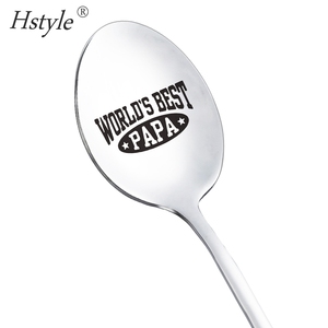Hstyle nouvelle cuillère en acier inoxydable meilleur <span class=keywords><strong>papa</strong></span> <span class=keywords><strong>Papa</strong></span> famille couverts cadeau pour <span class=keywords><strong>la</strong></span> <span class=keywords><strong>fête</strong></span> des pères lettrage personnalisé crème glacée robuste - Product Image 3