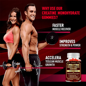 Complément alimentaire en gommes à la créatine monohydrate aromatisé halal, pré-entraînement énergétique, marque privée en gros, 5000 mg pour femmes et hommes - Product Image 4