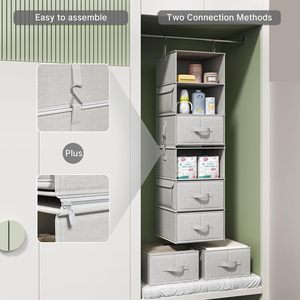 Organiseur de placard suspendu à 6 étagères avec 3 tiroirs amovibles pour armoire - Product Image 6
