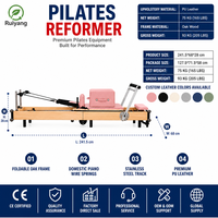 Reformer Pilates pliable en bois d’érable avec pieds réglables Machine de fitness professionnelle pour studio et maison