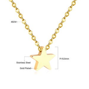 Collier pendentif tendance lune et étoile, bijoux de type breloques, collier en acier inoxydable pour filles et femmes - Product Image 4