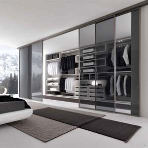 Armoires de chambre à coucher en bois avec porte en verre sur mesure modernes, armoire de rangement, prix bas - Product Image 6