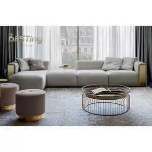 New Modern Sofa Set Design Suede Fabric Sectional Sofa Living Room Velvet Sofas