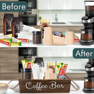 <b>Coffee</b> Bar Storage Box 32cm Rectangle With Handle Removable Insert For <b>Coffee</b> Bean Storage - Product Image 3