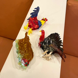 Fermaglio per capelli in acetato a forma di gallo, design creativo a tema animale, lussuoso fermaglio a pinza a forma di gamba di pollo per uso quotidiano - Product Image 3