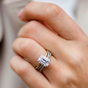 Lustre bijoux fiançailles moissanite 10/14k émeraude taille <span class=keywords><strong>solitaire</strong></span> 18k bagues bijoux femmes <span class=keywords><strong>diamant</strong></span> or véritable - Product Image 3