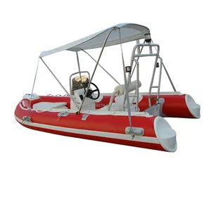 Ce Glasvezel Rib 390 Opblaasbare Diepe V Hypalon Vissersboten Yachat Rib Boot Met Elektrische Bootmotor