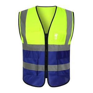 Reflective Safety Vest Color-Blocked Fluorescent Green Blue Workwear Unisex Autumn Use Thin Fabric - Product Image 1