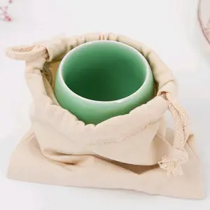 Wholesale Promotional Calico Organic Small Custom Printed Gift Canvas Muslin Pouch Drawstring Cotton Bag