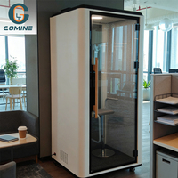 Cabine de bureau insonorisée moderne certifiée 28 dB, cabine téléphonique individuelle, poignées en bois écologiques pour hôtels, entrepôts et espaces commerciaux