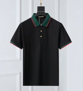 <b>Top</b>-quality casual fashion 100% cotton breathable <b>checkered</b> collar Gu cci summer polo shirt for men - Product Image 6