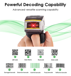 EFFON Wearable Sem Fio 2D <span class=keywords><strong>QR</strong></span> <span class=keywords><strong>Barcode</strong></span> <span class=keywords><strong>Reader</strong></span> Rugged Bluetooth Anel <span class=keywords><strong>Barcode</strong></span> Scanner Para Inventário Armazém Expresso Book Store - Product Image 2