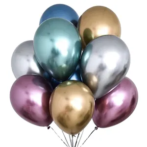 Globo metálico para decoración de fiesta de cumpleaños de niño o niña, globos cromados de látex de Metal brillante de 5, 10 y 12 pulgadas