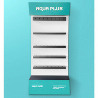 Quincaillerie personnalisée Présentoir de produits de salle de bain en MDF avec en-tête de marque publicitaire Présentoir de robinet avec support au sol